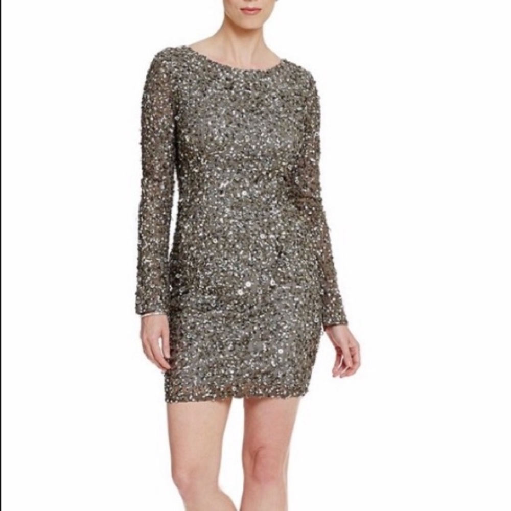 Adrianna Papell beaded long sleeves cocktail dress